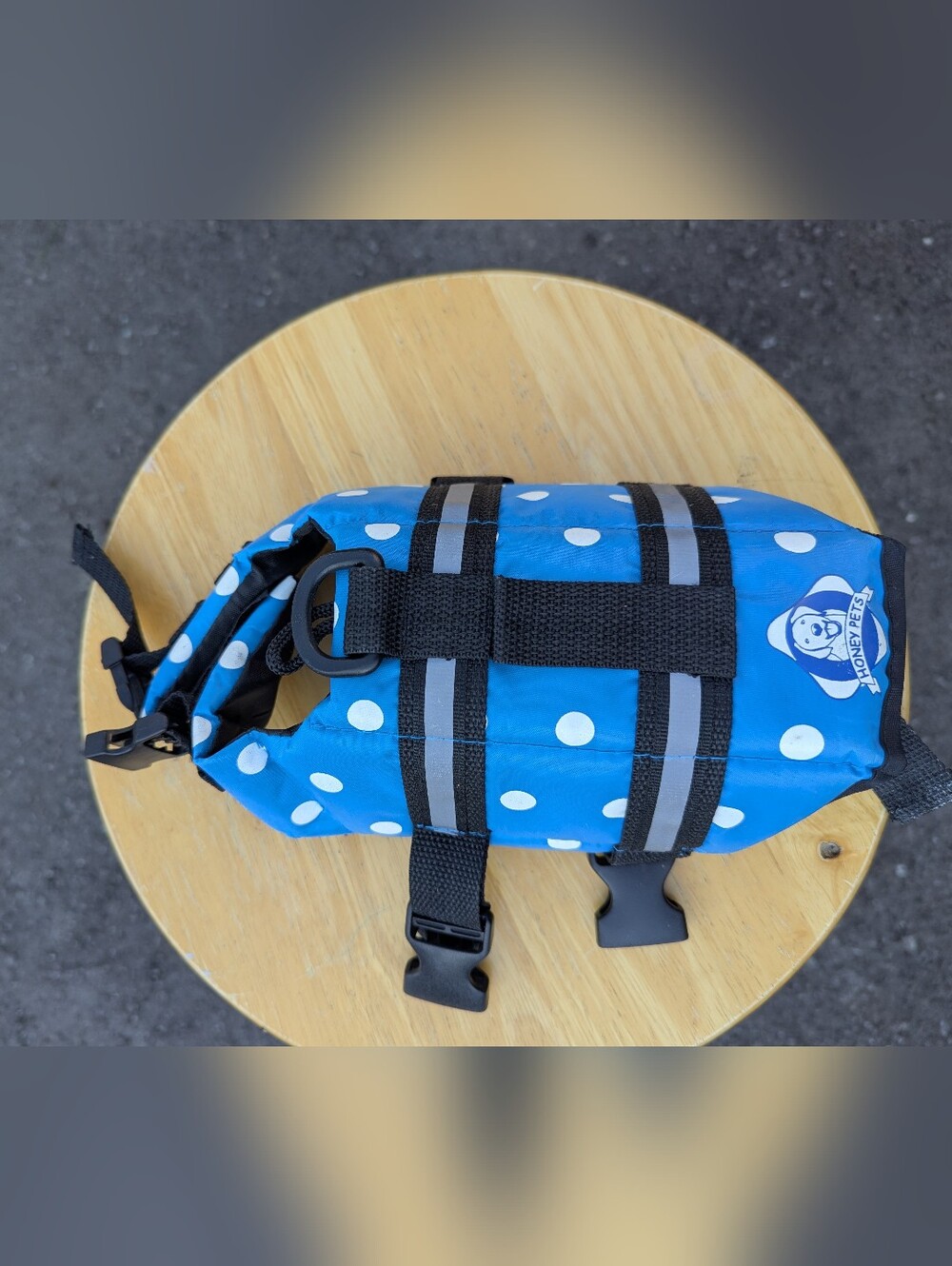 Blue Polka Dot Dog Life Jacket with Reflective Straps-Size XXS
